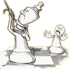 Schach-Karikatur: Selbstmatt