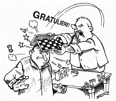 Schach-Karikatur: Der faire Verlierer