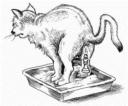 Schach-Karikatur: Aljechins Katze