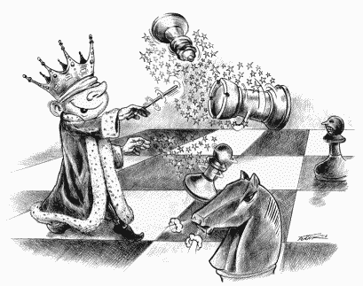 Schach-Karikatur Schachzauberer